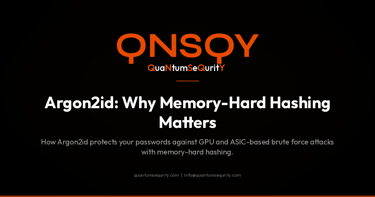 Argon2id: Why Memory-Hard Hashing Matters - QNSQY post-quantum encryption guide