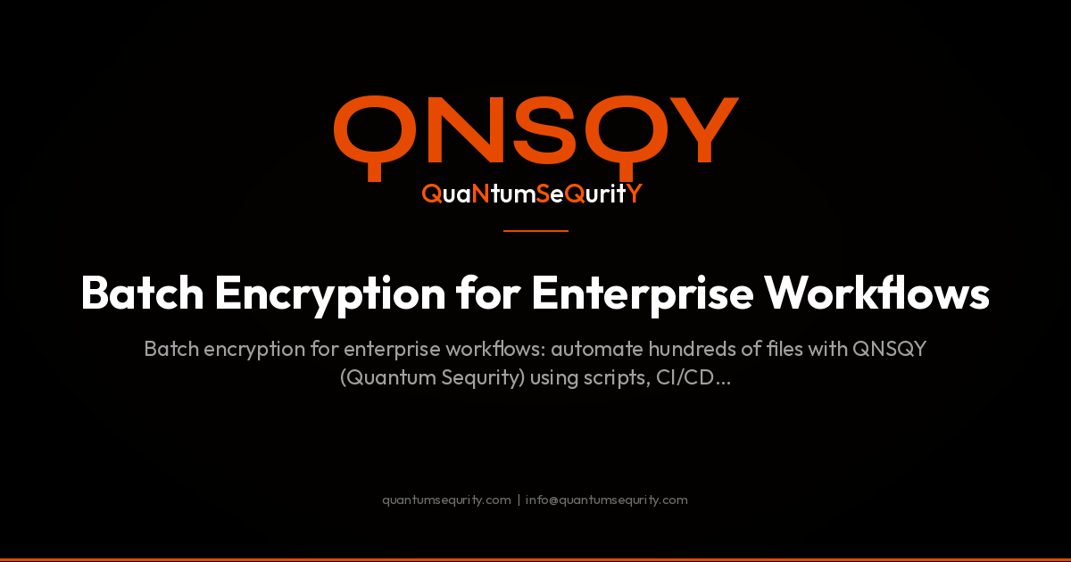 Batch Encryption for Enterprise Workflows - QNSQY post-quantum encryption guide