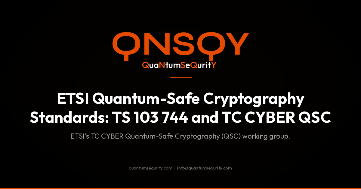 ETSI Quantum-Safe Cryptography Standards: TS 103 744 and TC CYBER QSC - QNSQY post-quantum encryption guide