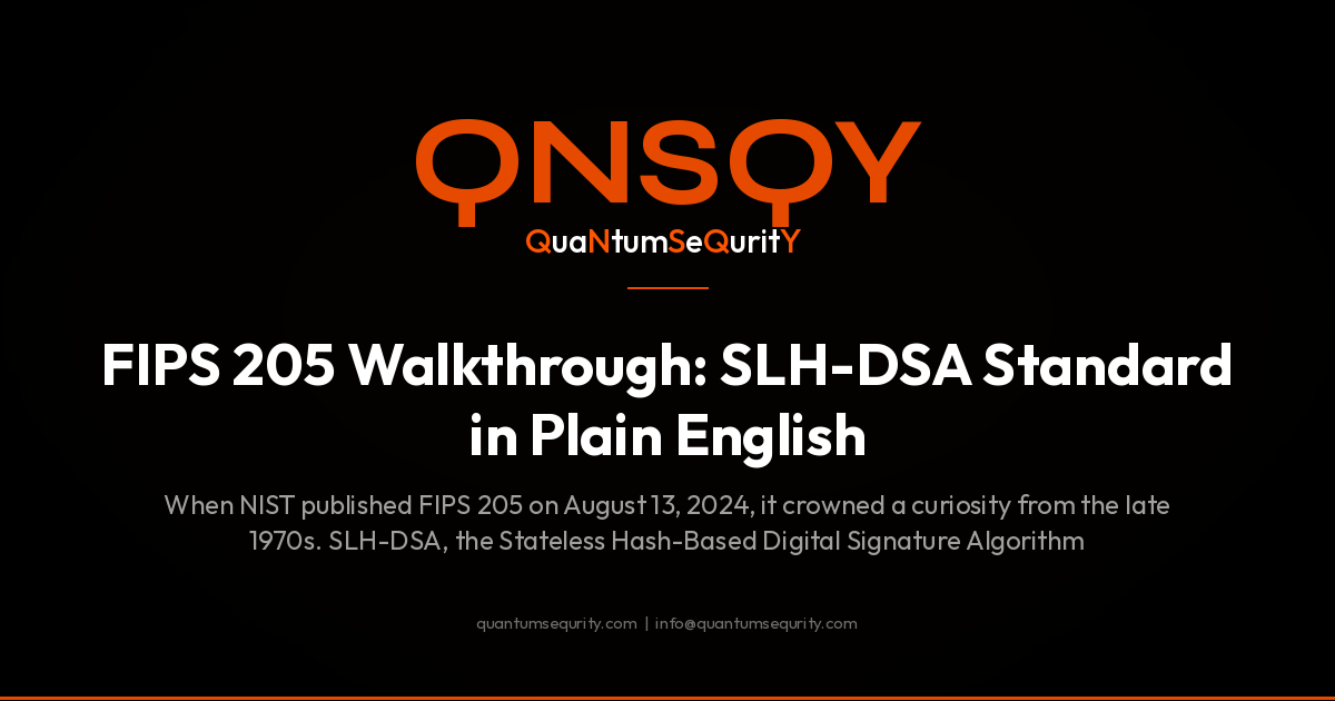 FIPS 205 Walkthrough: SLH-DSA Standard in Plain English - QNSQY post-quantum encryption guide