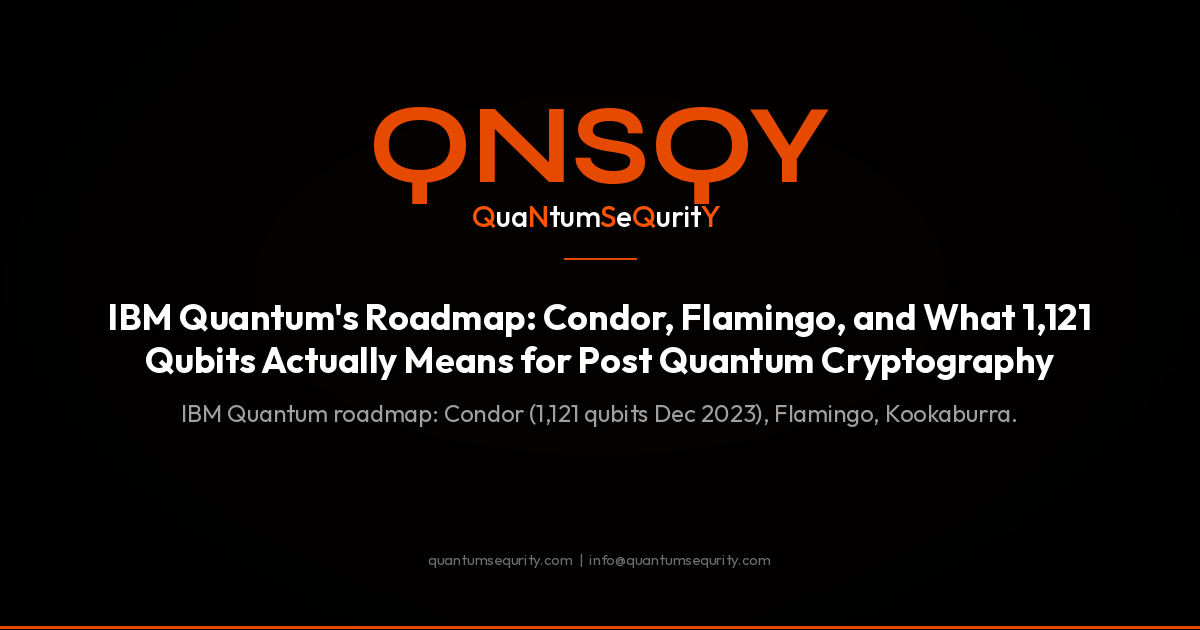 IBM Quantum's Roadmap: Condor, Flamingo, and What 1,121 Qubits Actually Means for Post Quantum Cryptography - QNSQY post-quantum encryption guide