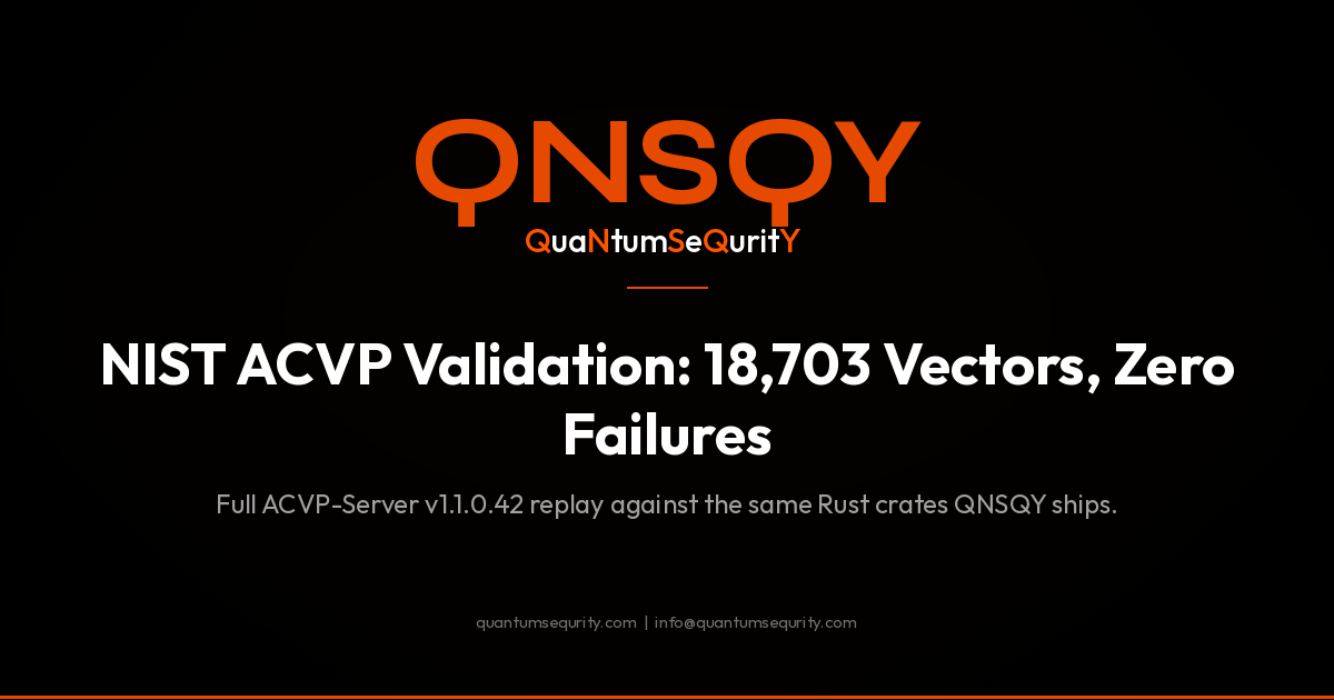 NIST ACVP Validation: 18,703 Vectors, Zero Failures - QNSQY post-quantum encryption guide