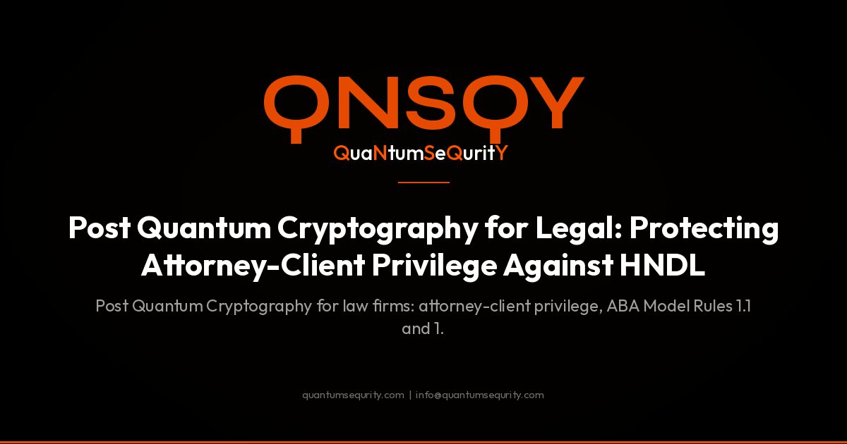 Post Quantum Cryptography for Legal: Protecting Attorney-Client Privilege Against HNDL - QNSQY post-quantum encryption guide
