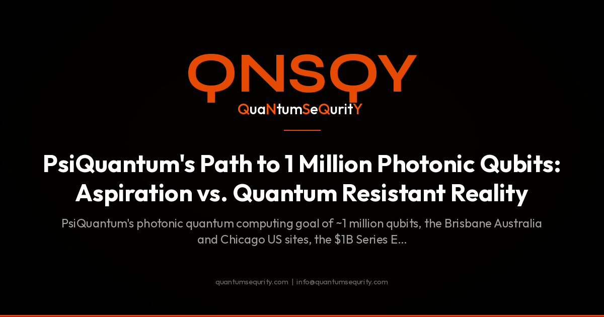 PsiQuantum's Path to 1 Million Photonic Qubits: Aspiration vs. Quantum Resistant Reality - QNSQY post-quantum encryption guide