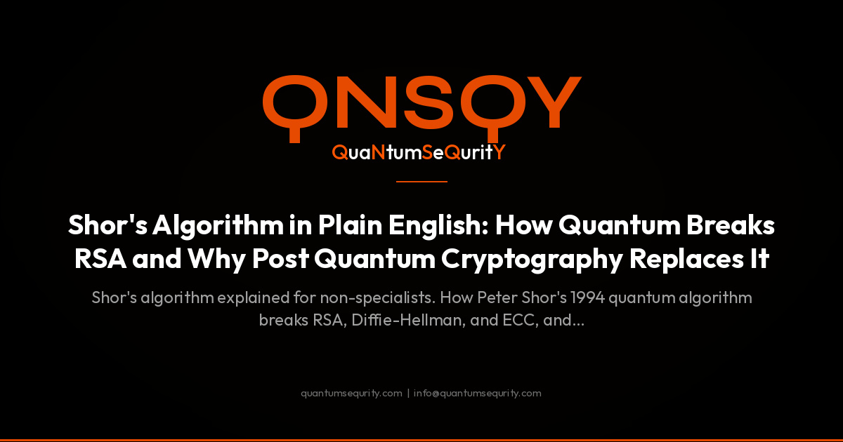 Shor's Algorithm in Plain English: How Quantum Breaks RSA and Why Post Quantum Cryptography Replaces It - QNSQY post-quantum encryption guide