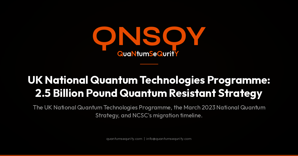 UK National Quantum Technologies Programme: 2.5 Billion Pound Quantum Resistant Strategy - QNSQY post-quantum encryption guide
