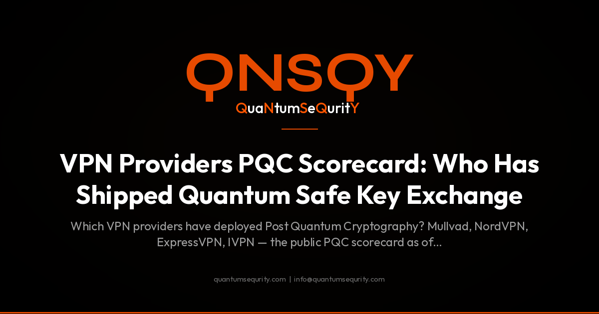 VPN Providers PQC Scorecard: Who Has Shipped Quantum Safe Key Exchange - QNSQY post-quantum encryption guide
